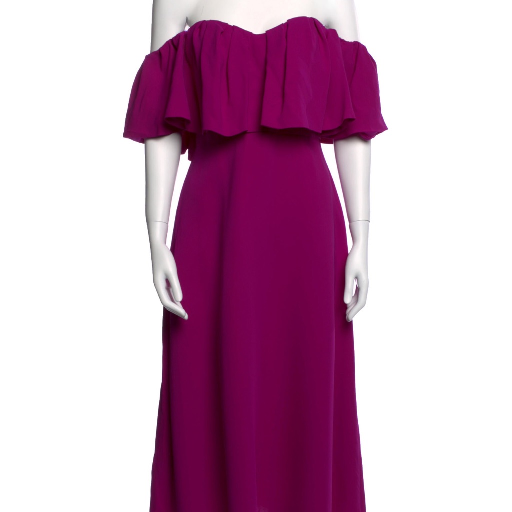 Lela Rose Womens Off-The-Shoulder Silk Dress, Ruffle Purple